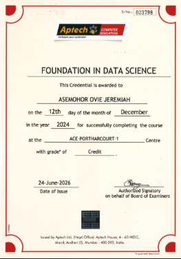 Aptech Certificate